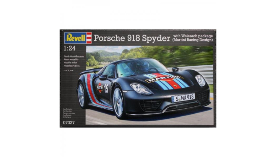 Сборная модель Автомобиль Porsche 918 Spyder "Weissach Sport Version", производства REVELL, Германия, масштаб 1:24, артикул 07027