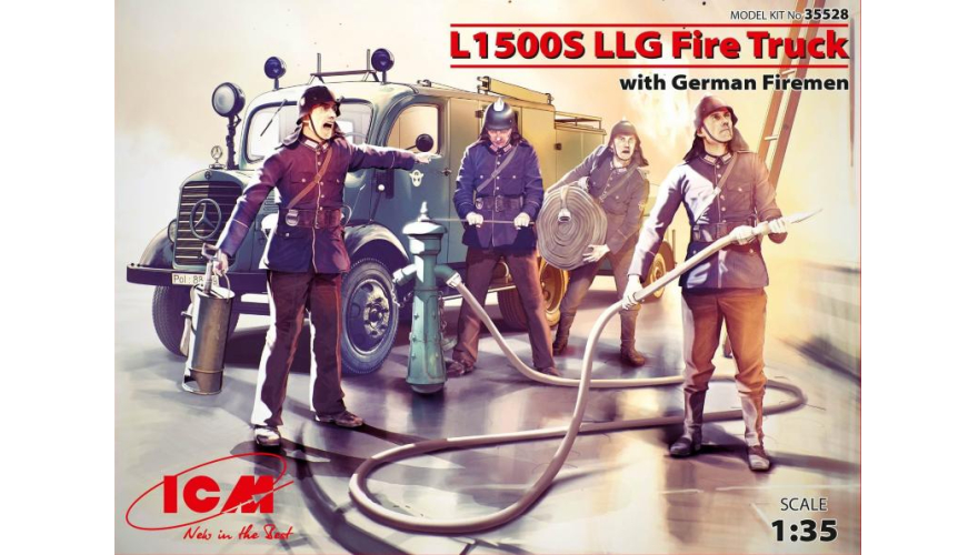 Пожарная машина L1500S LLG с германскими пожарными, ICM Art.: 35528 Масштаб: 1/35