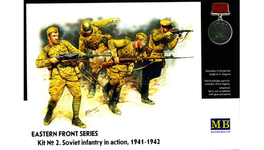 Сборная модель Советская пехота в бою, Восточный фронт, 1941-1942, производства MASTER BOX, масштаб 1:35, артикул 3523