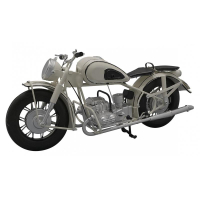 Модель металлического мотоцикла BMW (БМВ) классика 50-60 г. цвет белый, масштаб 1:6, длина 37 см. 