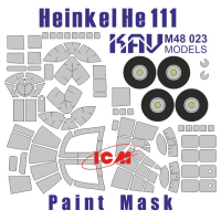 Окрасочная маска на остекление He-111 (ICM), масштаб 1/48, производитель KAV models, артикул: M48 023