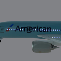Большая модель самолета Боинг 787 Dreamliner, авиакомпании American Airlines, с освещением салона. Длина 41 см.