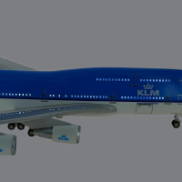 Большая модель самолета Боинг 747 авиакомпании KLM, с освещением салона. Длина 47 см.