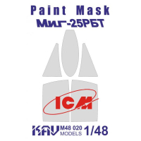 Окрасочная маска на остекление МиГ-25РБТ (ICM), масштаб 1/48, производитель KAV models, артикул: M48 020
