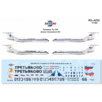 Декали для сборной модели Ту-134 в масштабе 1/144, Дополнение №3, производитель REVARO, артикул: RG–A030