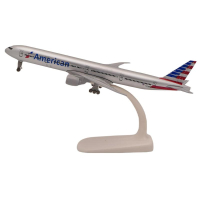 Модель металлического самолета Боинг 777, авиакомпании American Airlines, на шасси, длина 20 см. 