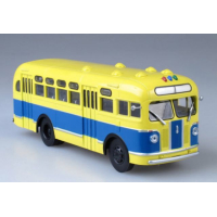 Модель автобуса ЗИС-155 сине-жёлтый, масштаб 143. Производитель Автоистория (АИСТ).